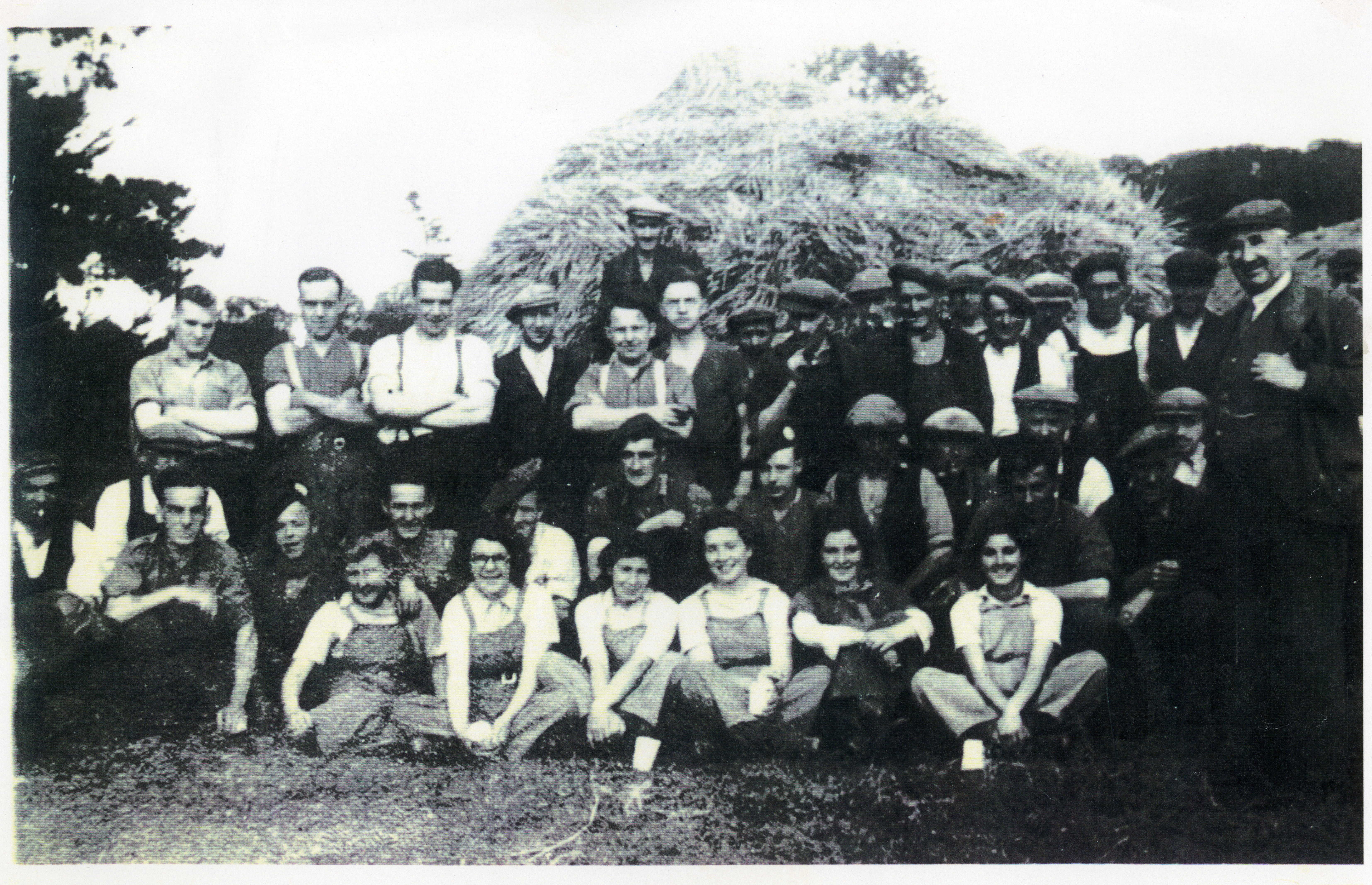 Harvest home at Saltoun, WLA, army and farm workers.jpg